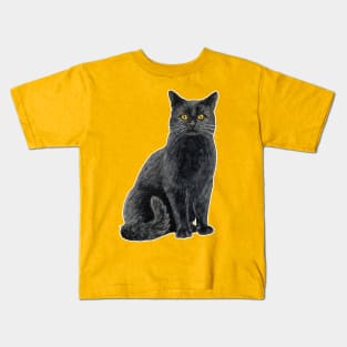 Black cat with golden eyes Kids T-Shirt